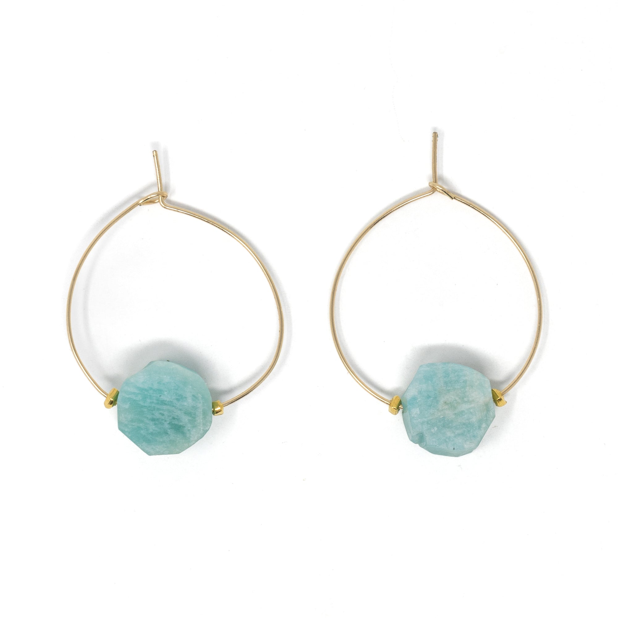 Gold & Amazonite Stone Hoop