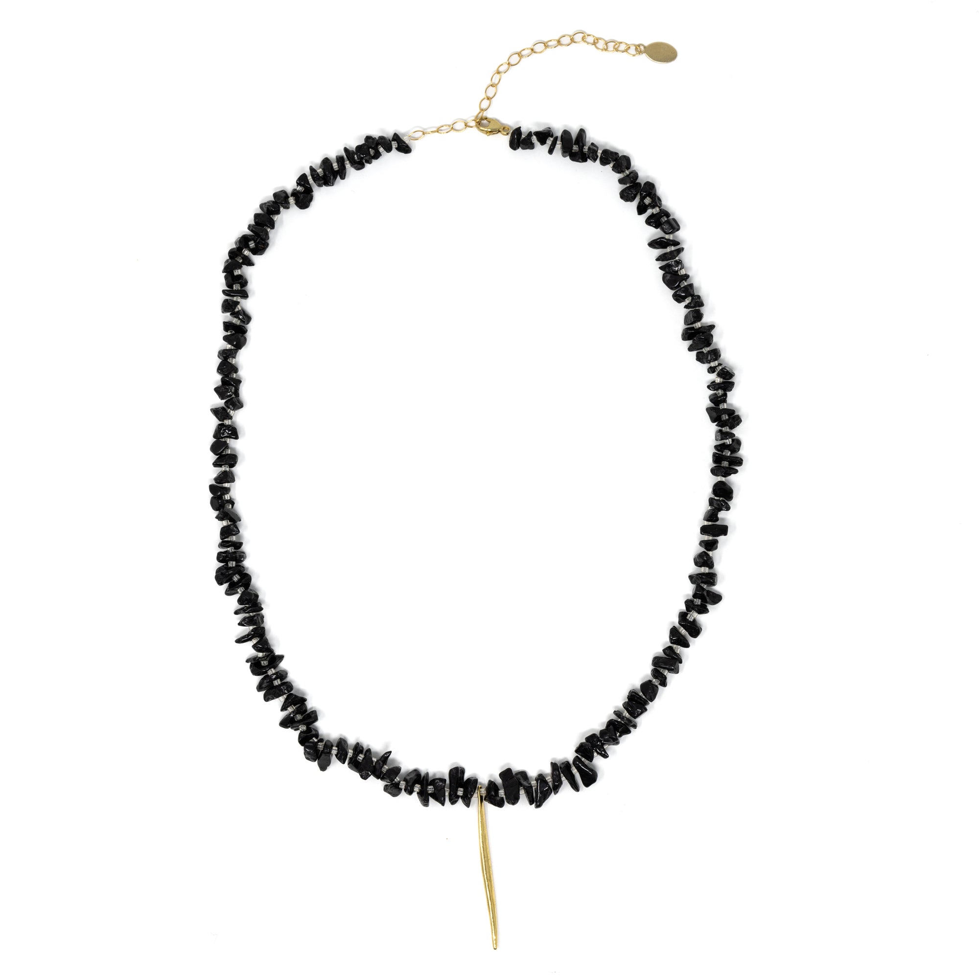 Tourmaline Chip Bead Spike Necklace