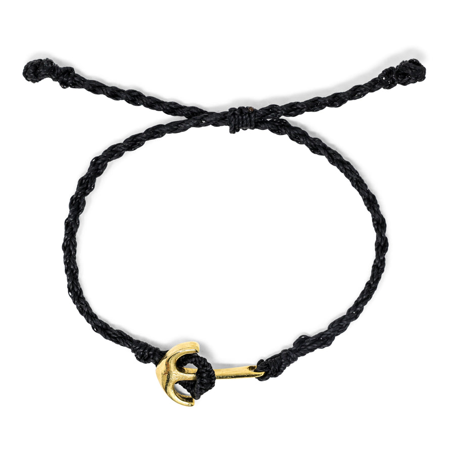 Solid Black & Gold Men's Anchor Bracelet