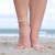 Pink Peach Teal Anklet Stack on Feet in Sand