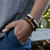 Brown Obsidian & Gold Men's Stretch Bracelet