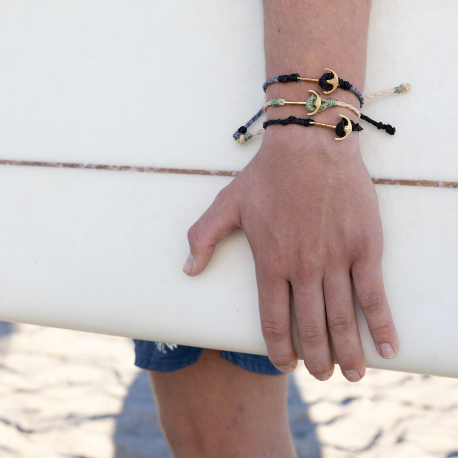 Cream w/ Olive & Gold Men's Anchor Bracelet