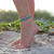 Teal Anklet Stack on Beach