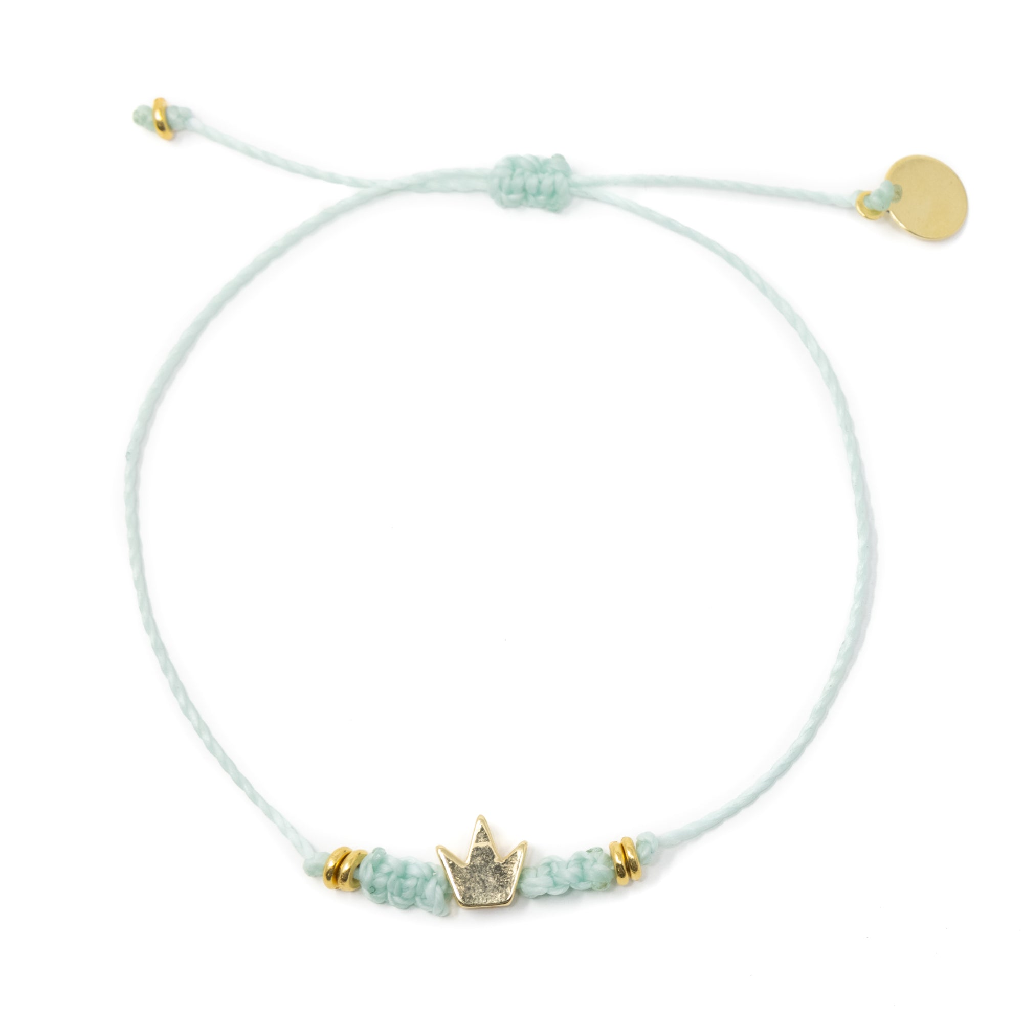 Cucumber w/ Gold Crown Macrame Bracelet