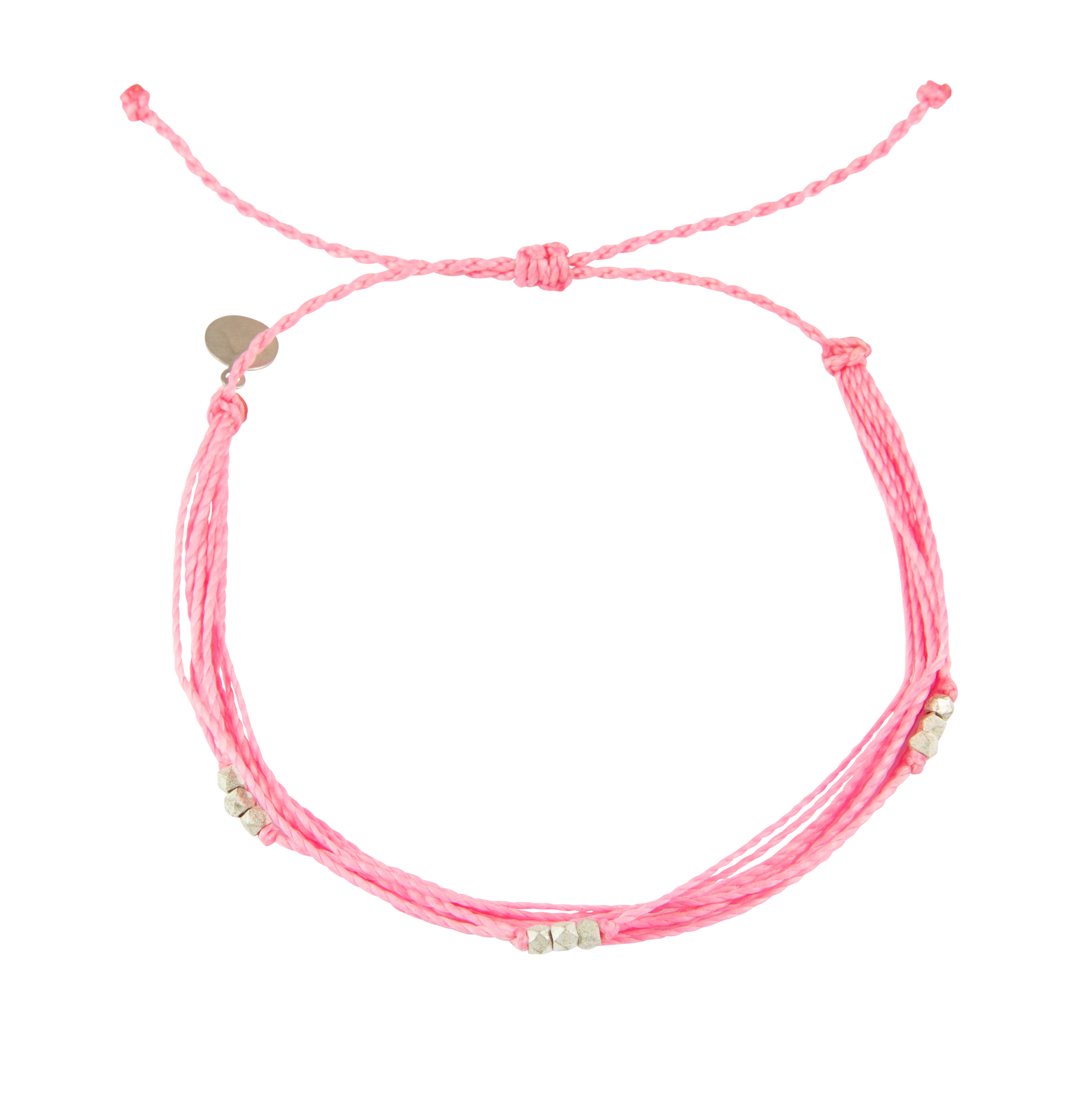 Pink & Silver String Anklet on white