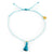 Teal Tassel Beaded Anklet on White